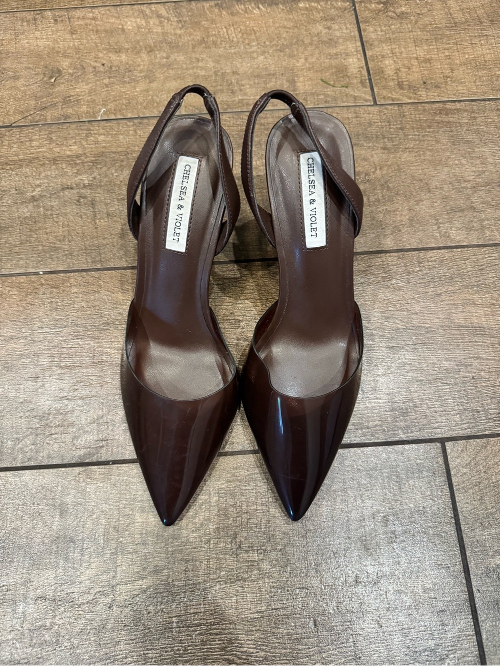 Chelsea & Violet Brown Pointed Toe Slingback Pumps size 8.5